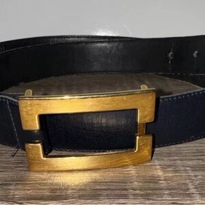 Vintage 80’s Mondi Rindleder Piel De Torro Black Belt Gold Buckle Size 84 42